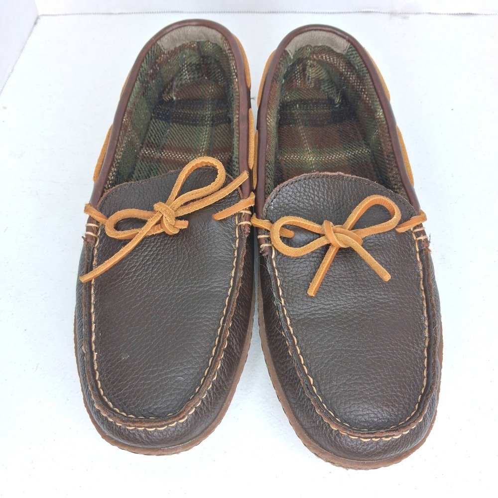 L.L. Bean men's leather slippers size 10 flannel lined mocs